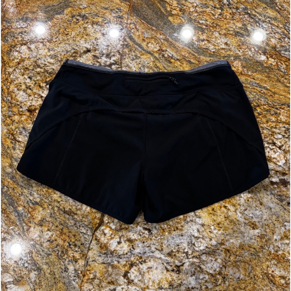 Lululemon Speed Up Shorts Black Running Athletic Size 8 Zipper Pocket Low Rise